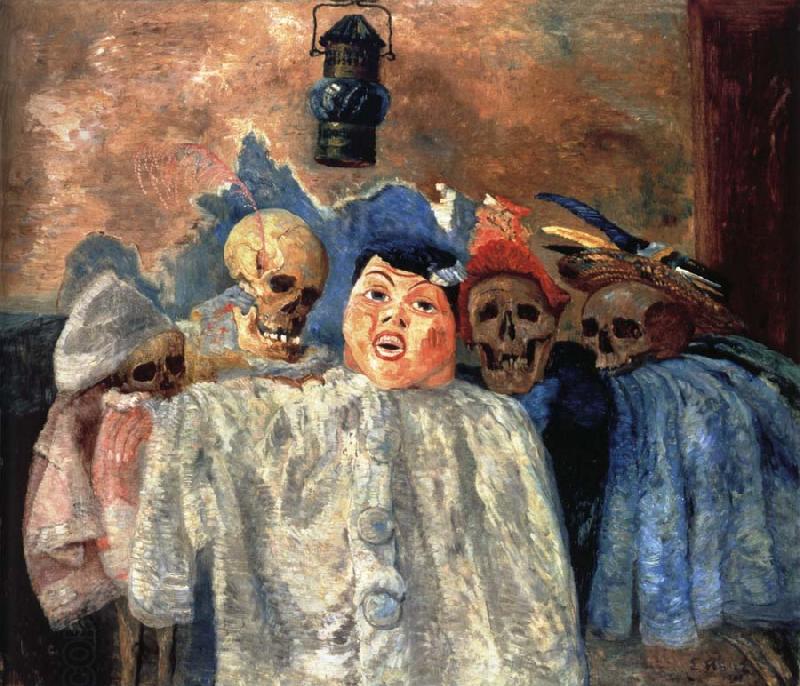 James Ensor Pierrot and Skeleton oil painting picture